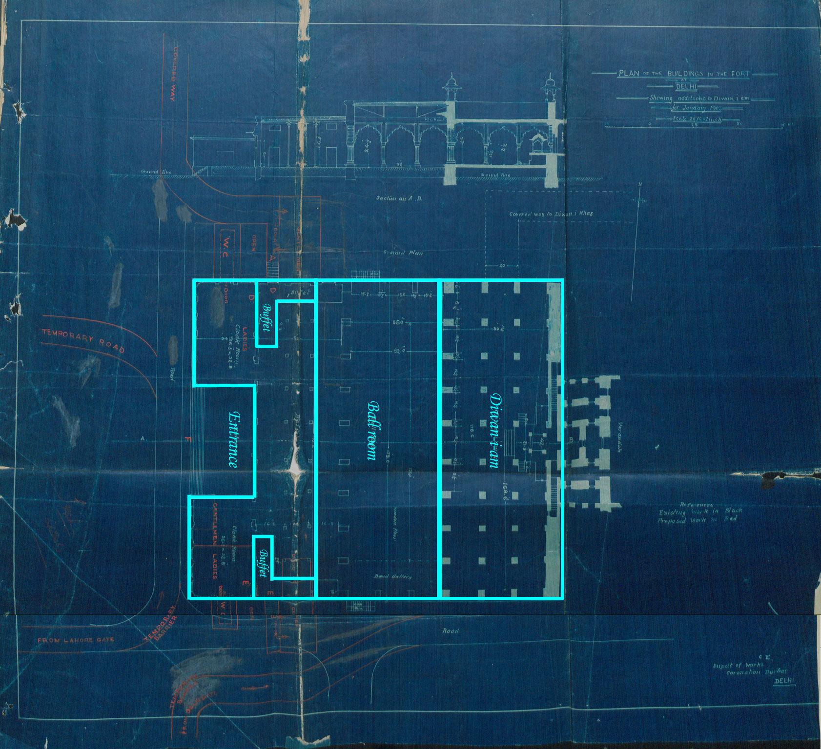 Plan of the buildings in the fort of Delhi