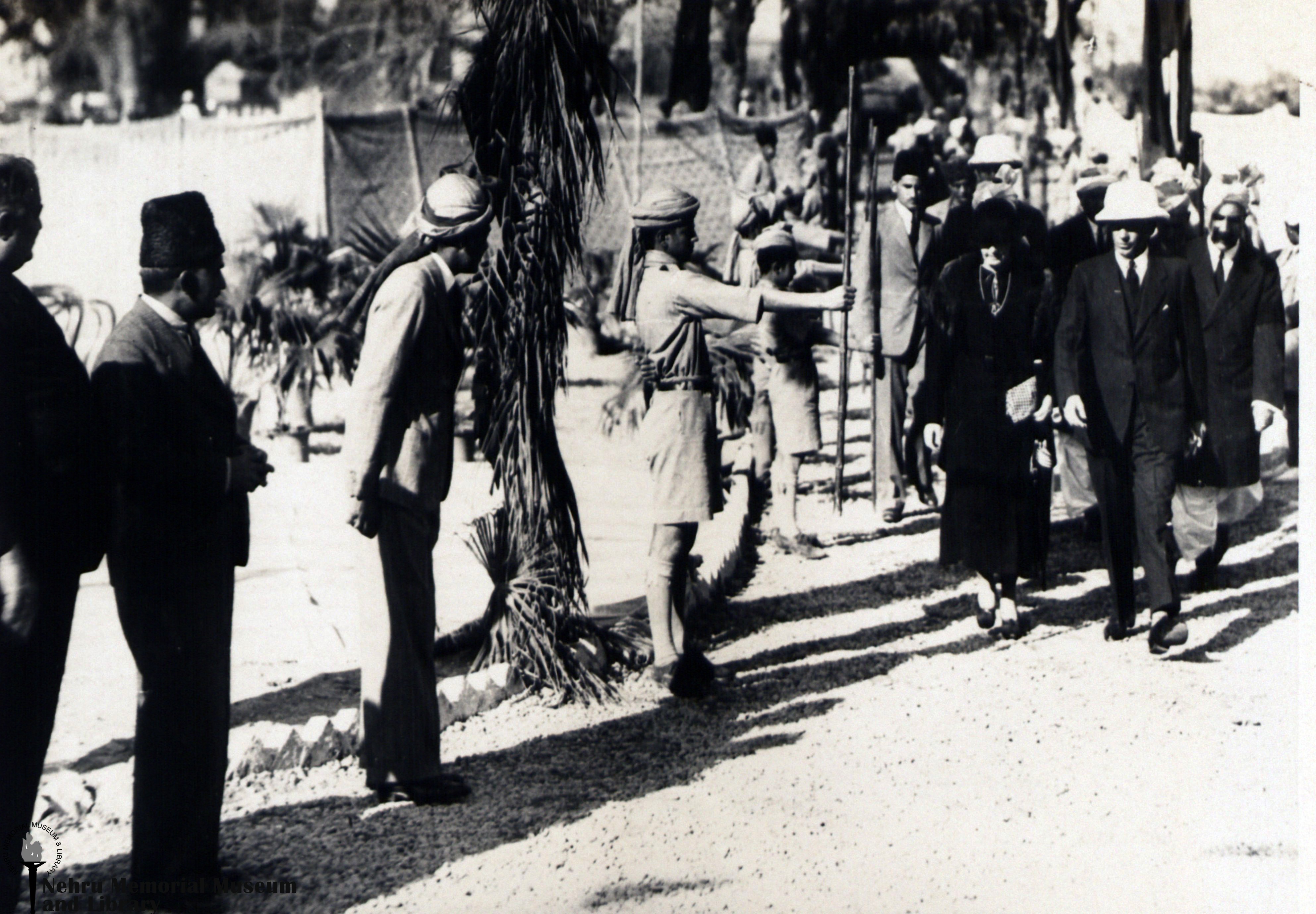 Mohammad Yunus, Aurangzeb, Maulana Qadir, Ataullah Jan, Sir Ralph and Lady Griffith, Agalala, Sir A.Q and Mughal Baz Khan  during stone laying of Islamia High School, Peshawar, 1935